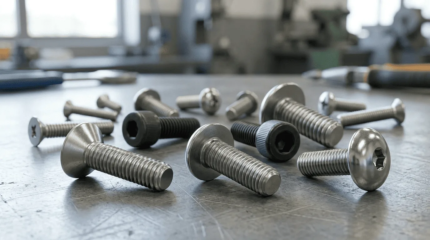 different types of machine screws in Malaysia such as flat head, hex head and more